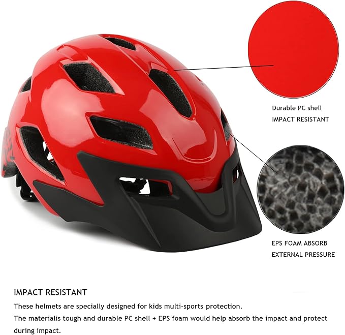 Kids Helmet, Exclusky Kids Bike Helmet Adjustable Safety Lightweight Children Bicycle Helmet for Kids Skating Cycling Scooter Boys and Girls Bicycle Helmets Ages 5-8-14