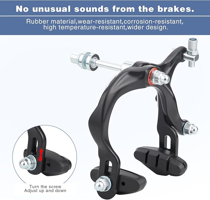 MEGHNA Bike Caliper Brake Set Aluminum Alloy Front and Rear Bike Brake Lever C Brake Set with Cables and Brake Pads Rim Brake for BMX Hybrid Bike Cruiser Bike Mountain Bike