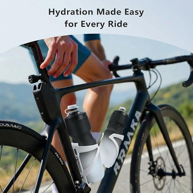 Bike Water Bottle Holder 2 Pack Nylon 1.3 Oz Ultralight & Sturdy Bike Cup Holder, Bicycle Drink Cage, Cycling Bike Water Bottle Cage with Screw Tool, for 2.75-3.94" Bottles Bike Accessories White