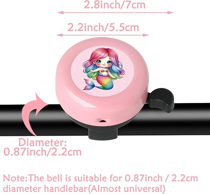 Kids Bike Bell for Little Girls, Pink Handlebar Ring Bell for Toddlers, Universal Bicycle Bell for Scooter, Tricycle, Balance Bike