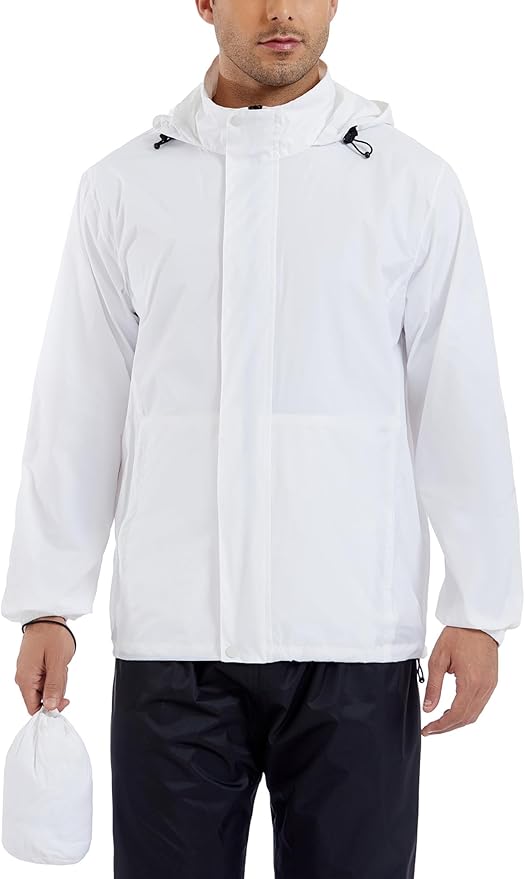 GIISAM Men’s Rain Jacket with Hood Lightweight Rain Coats Waterproof Raincoat Packable Windbreaker for Hiking Cycling