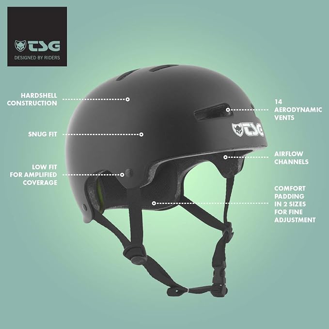 TSG Evolution Bike & Skate Helmet | for Cycling, BMX, Skateboarding, Rollerblading, Roller Derby, E-Boarding, E-Skating, Longboarding | Triple Certified, Swiss Design