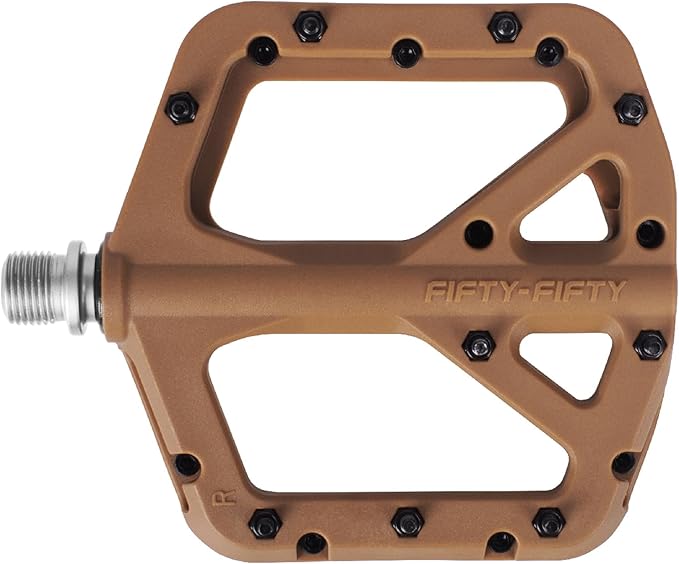 FIFTY-FIFTY Mountain Bike Pedals, Non-Slip MTB Nylon Composite, 9/16" Bicycle Pedals, Lightweight and Wide Flat Platform