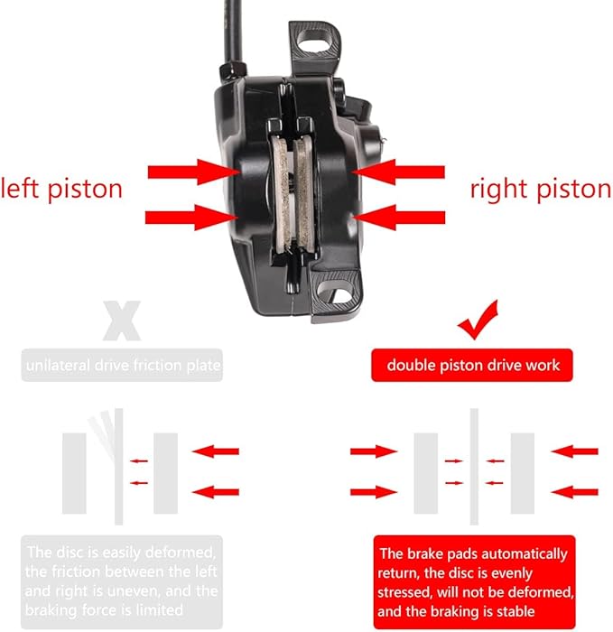 MT200 Hydraulic Brakes with SM-RT56 160/180mm Rotors, Left Front 800mm Right Rear 1500mm Hydraulic Brakes Aluminum Alloy Levers with Calipers Bike Disc Brakes