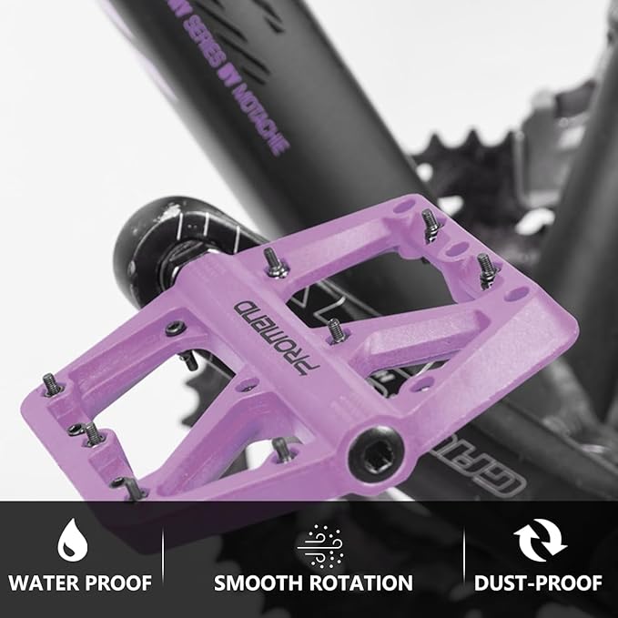 Mountain Bike Pedals - Durable Nylon DU Bearing Platform Pedals for MTB and BMX