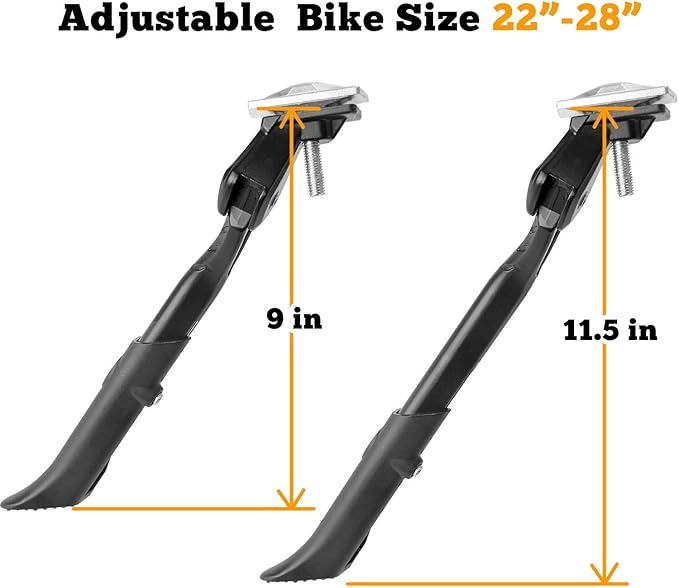 Bike Kickstand Adjustable Strong Center Mount Aluminum Alloy Bicycle Kickstand for 26” 700C 27.5” 28” inch Electric Bike Hybrid Bike Mountain Bike Adult Bike