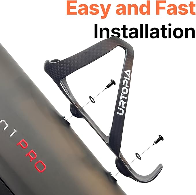 Full Carbon Fiber Bike Water Bottle Holder, Ultra-Light, High Strength Durable Carbon Bottle Cage, Bike Water Bottle Holder Brackets for Road Bike, Mountain Bike, Gravel Bike (1 Pack)
