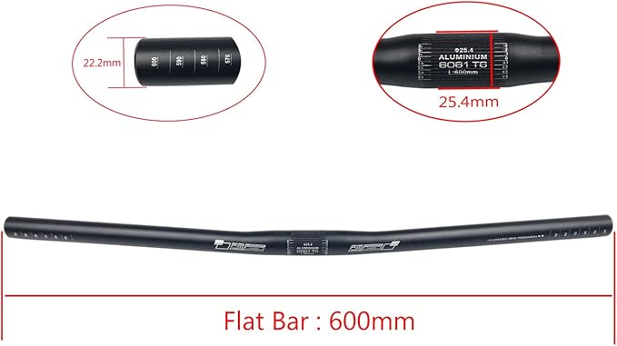 25.4mm Lightweight Aluminum Alloy MTB Bike Handlebar Cycling Bicycle Riser/Flat Bar 600mm Long for Mountain Bike