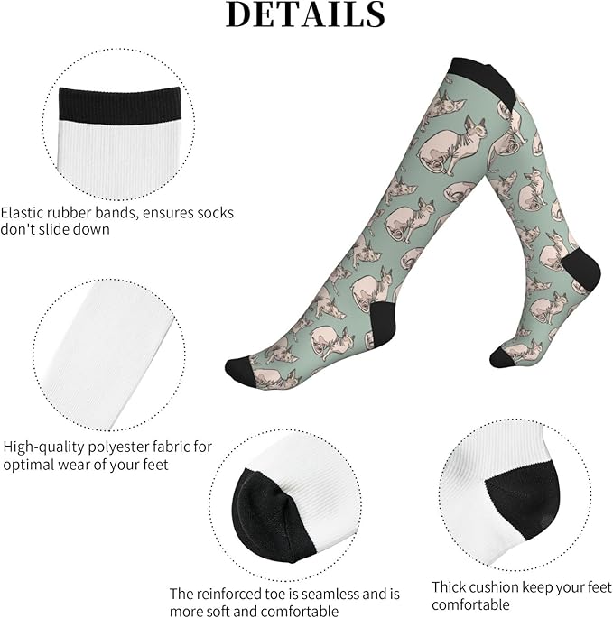 bassyil Compression Socks for Women & Men Circulation 15-20 mmHg Knee High Best Support for Nurses Travel Running Athletic
