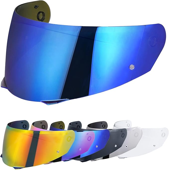 VCOROS HJ-33 Motorcycle Helmet Visor I90 Motorcycle Visor Shield Compatible with i90 i91 Modular Helmets UV Protected Helmet Accessories (Chrome Blue)