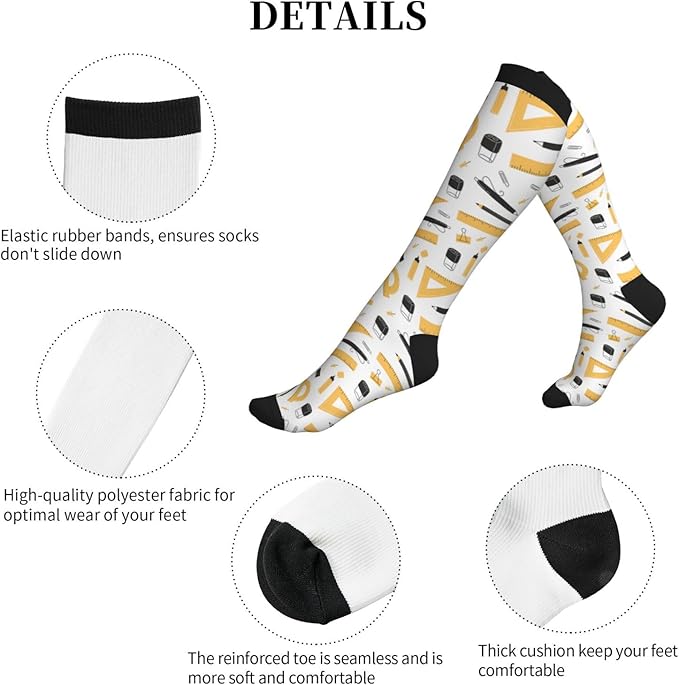 bassyil Compression Socks for Women & Men Circulation 15-20 mmHg Knee High Best Support for Nurses Travel Running Athletic