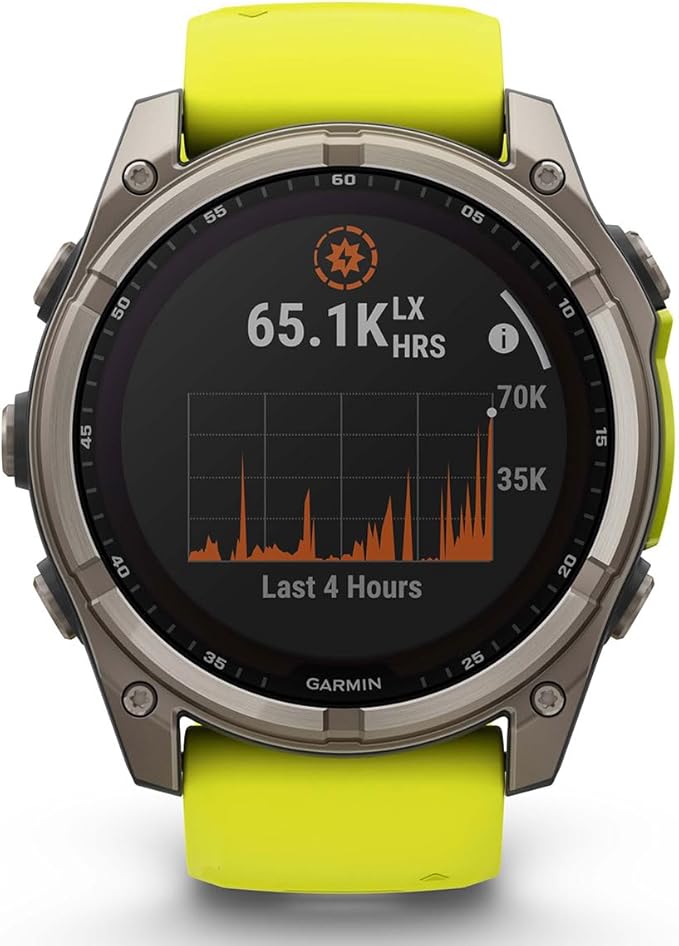 PlayBetter Garmin Fenix 8 Solar Sapphire (51mm, Titanium/Amp Yellow) Multisport GPS Smartwatch Bundle - 1.4” Touchscreen, Built-in LED Flashlight Wireless Running Earbuds