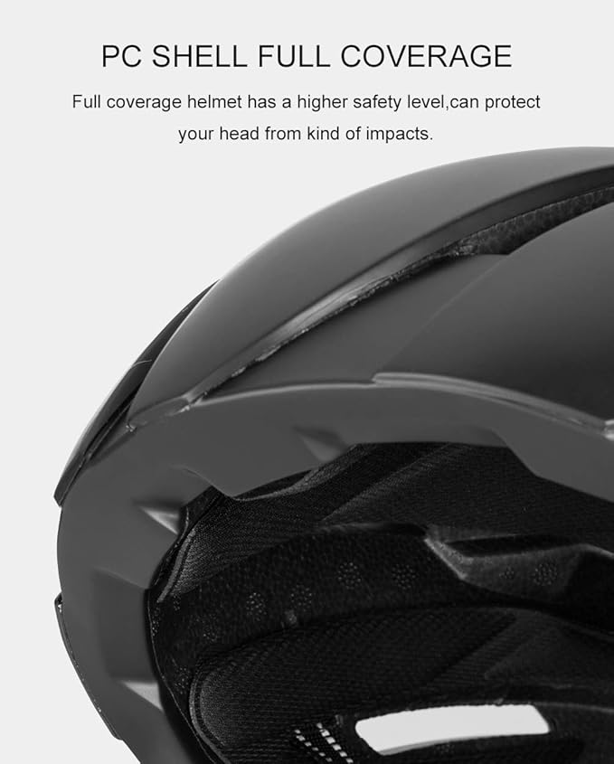 ROCKBROS Adult Bike Helmet Streamlined Aerodynamic, Comfortable Y - Shaped Strap Cycling Helmet for Men Women (58-62 cm) Reflective Adjustable Webbing for Road & Mountain Biking
