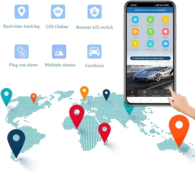Hard Wired GPS Tracker for Vehicles One Month Subscription Included 4G Hardwired Car Tracker Device for Vehicles with Kill Switch Fleet GPS Tracker for Trailer Truck Motorcycle