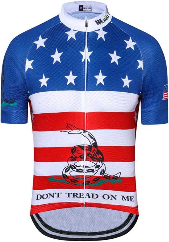 JPOJPO USA Cycling Jersey Men Short Sleeve Bike Shirts Biking Jersey Summer American Bicycle Tops with 3 Pockets Reflective