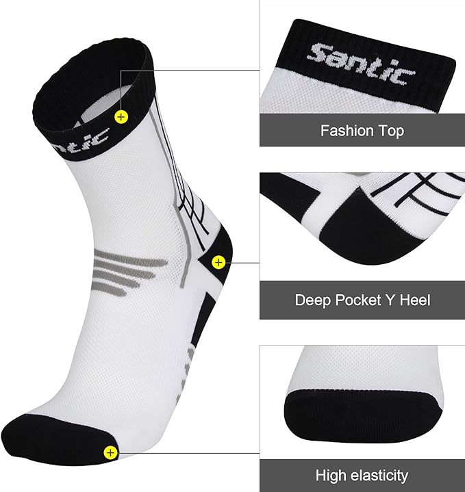 Santic Men's & Women's Cycling Socks Cotton Running Hiking Soccer Socks Crew Athletic Anklets