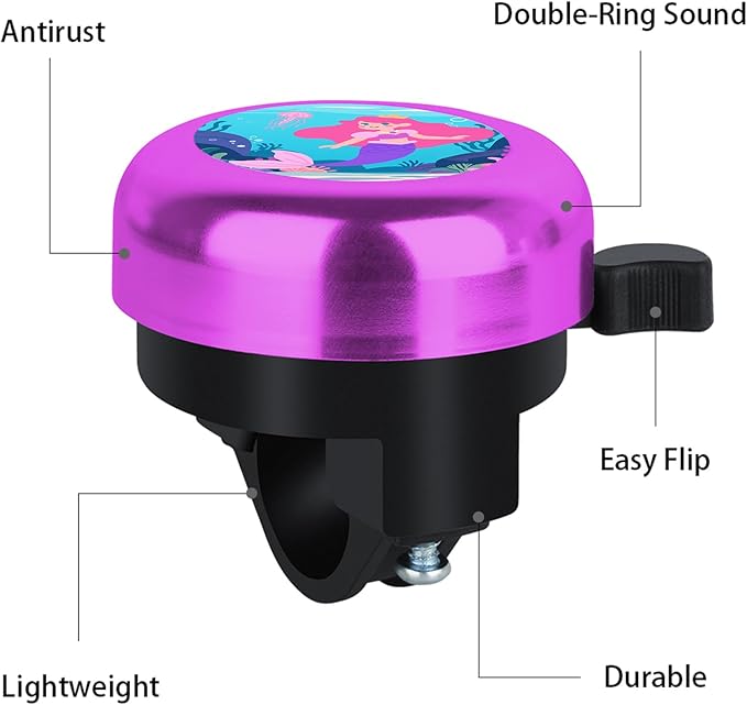 MZELQ Bicycle Bell Cute Clear Sound Adjustable Size Aluminum Bike Accessories Bell Ring for Girls Women Kids Adults