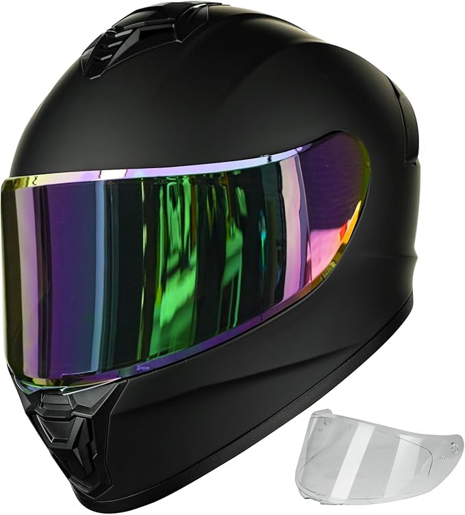 Motorcycle Helmets for Adult Men Women, Full Face Lightweight Street Bike Racing DOT Helmet with Extra Clear Visor Model AU-T801