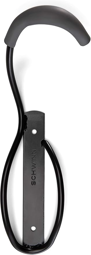 Schwinn Wall Mount Bike Hanger, Space Saving Vertical Garage Storage for Bicycle, Fits Up to 3 Inch Tire Width, Can Hold Up to 50 lbs., Hangs One Bike, Black