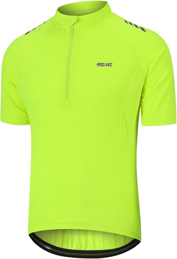 ARSUXEO 1/2 Zipper Cycling Jersey Men Short Sleeves Bike Shirts for Men Biking Bicycle Road Bike Jerseys
