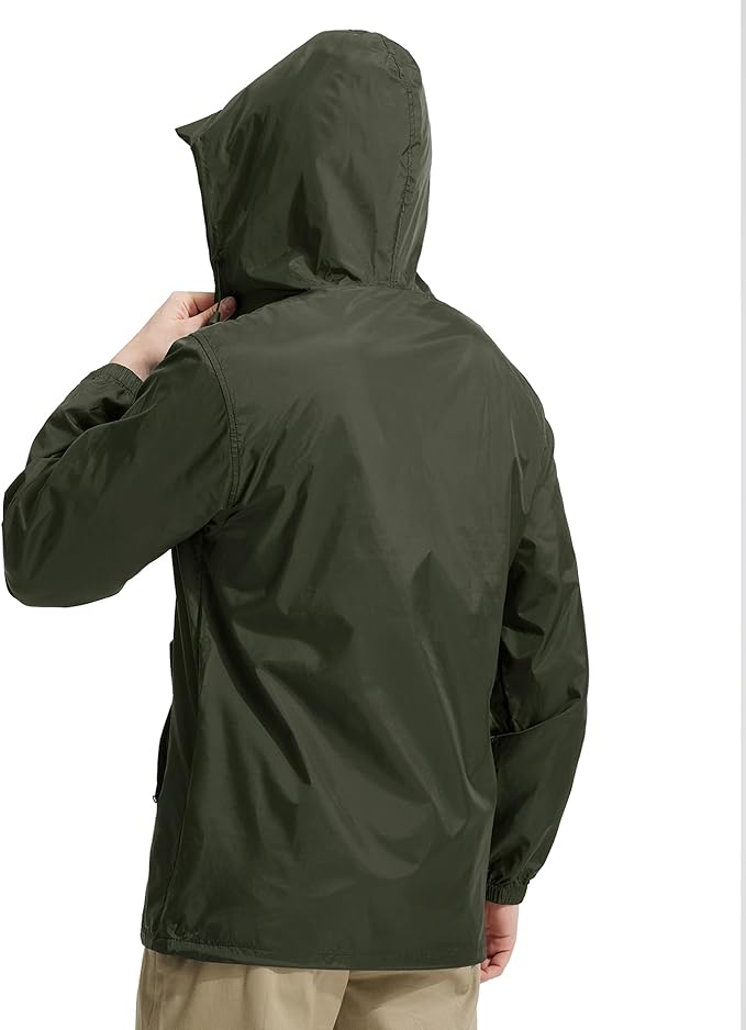 SWISSWELL Mens Rain Jacket & Coats Packable Lightweight Waterproof Windbreaker Hooded for Golf Cycling Hiking