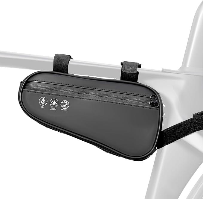 Bike Frame Triangle Bag, 1.2L Water-Resistant Top Tube Bag with Dual Side Pockets, Reflective Cycling Storage Pouch, Multi-Angle Mount for Road, MTB, and Ebike Accessories