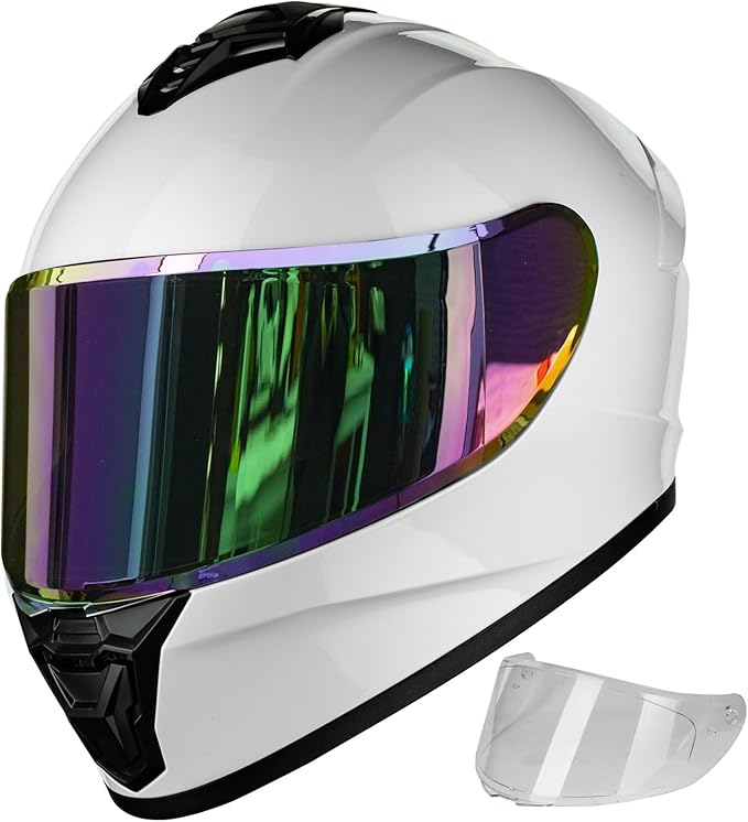 Motorcycle Helmets for Adult Men Women, Full Face Lightweight Street Bike Racing DOT Helmet with Extra Clear Visor Model AU-T801