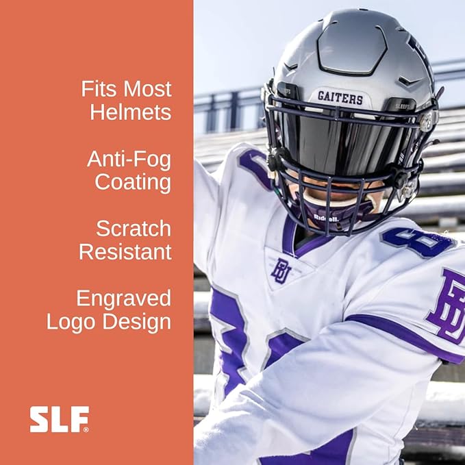 SLEEFS Clear Football Visor for Helmet - Professional Football Visor - Face & Eye Shield - Fits Youth & Adult Helmets - Includes Quick Visor Clips for Easy Installation