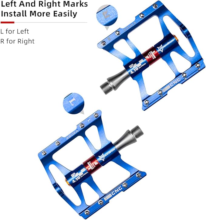 ROCKBROS 4 Bearings Mountain Bike Pedals MTB Padals Platform Flat Bike Pedals Aluminum Alloy 9/16"