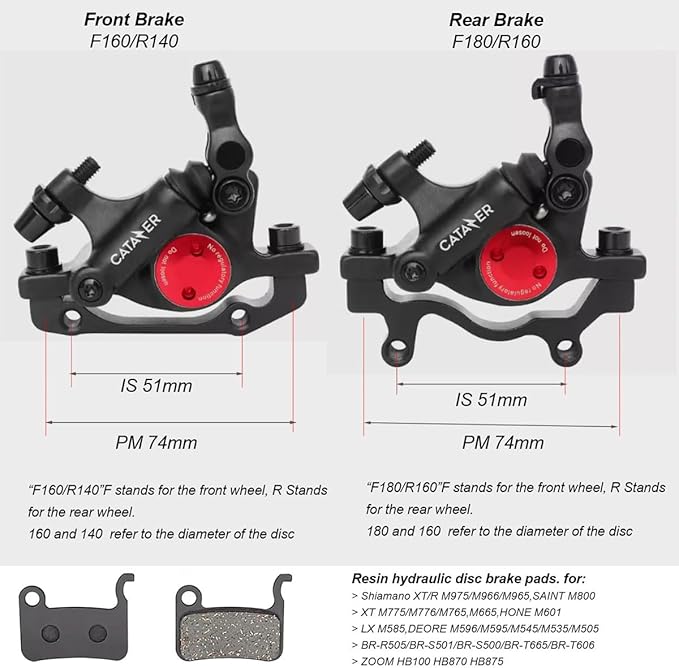 MTB Road XTECH HB-100 MTB Road Line Pulling Hydraulic Disc Brake Calipers Front & Rear Mountain Bike Disc Brake E-Bike Disc Brake Set