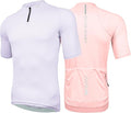 Wulibike Cycling Jersey Men Short Sleeve, Road Bike Shirts 1/4 Zipper with Pockets, Bicycle Clothing Breathable Quick Dry