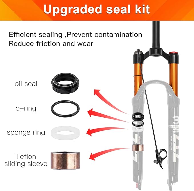 ZTZ 26/27.5/29 inch MTB Air Suspension Fork,120mm Travel, Rebound Adjustment,1 1/8 Straight Tube, QR 9mm*100mm, Manual/Remote Lockout, Ultralight Front Fork for XC/AM Mountain Bike