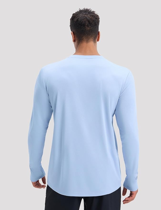 baleaf Men's Mountain Bike Shirts Long Sleeve Loose-fit Cycling Jersey Zipper Pocket UPF 50+ Workout Hiking Athletic Running