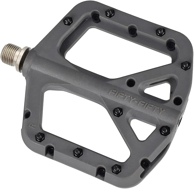 FIFTY-FIFTY Mountain Bike Pedals, Non-Slip MTB Nylon Composite, 9/16" Bicycle Pedals, Lightweight and Wide Flat Platform