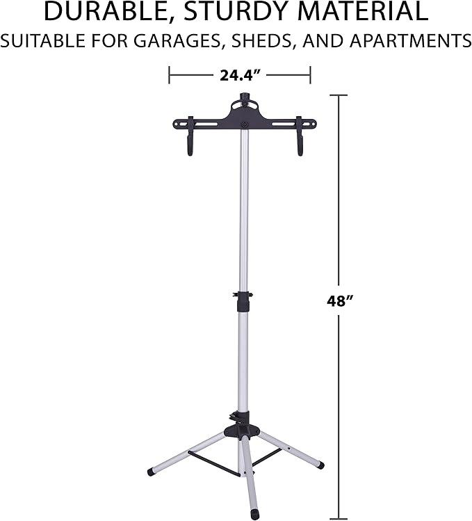 RaxGo Bike Storage Rack, Bicycle Stand for Garage & Apartments, Adjustable Height, Freestanding & Foldable Design, Fits Mountain, Road & Other Styles, for Indoor Use