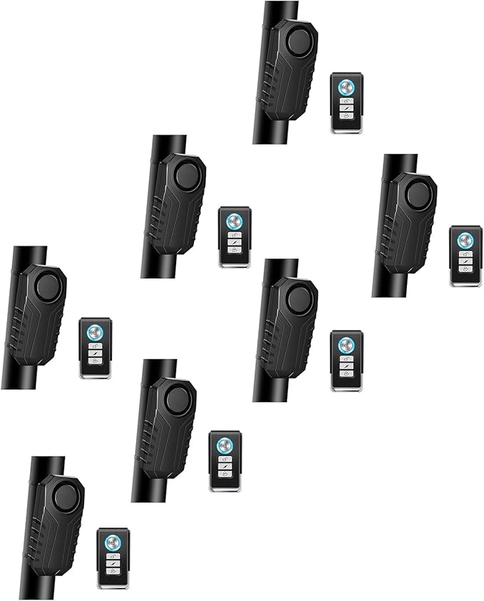 Bike Alarms,Bike Alarm Anti Theft, Bicycle Alarms with Remote,113dB Super Loud Bicycle Vibration Motion Sensor Siren Anti Theft Security System IP65 Waterproof, 7Pack