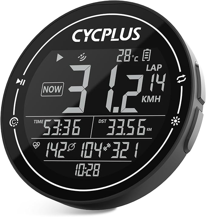 CYCPLUS GPS Bike Computer, Wireless Cycling Computer, ANT+ Bluetooth Bicycle Speedometer Odometer IPX6 Waterproof, Rechargeable with 2.5″ Screen for Bikers Outdoor Cycling (New Upgraded)