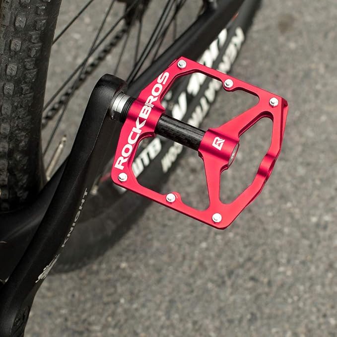 Rock BROS Mountain Bike Pedals Flat Bicycle Pedals 9/16 Lightweight Road Bike Pedals Carbon Fiber Sealed Bearing Flat Pedals for MTB