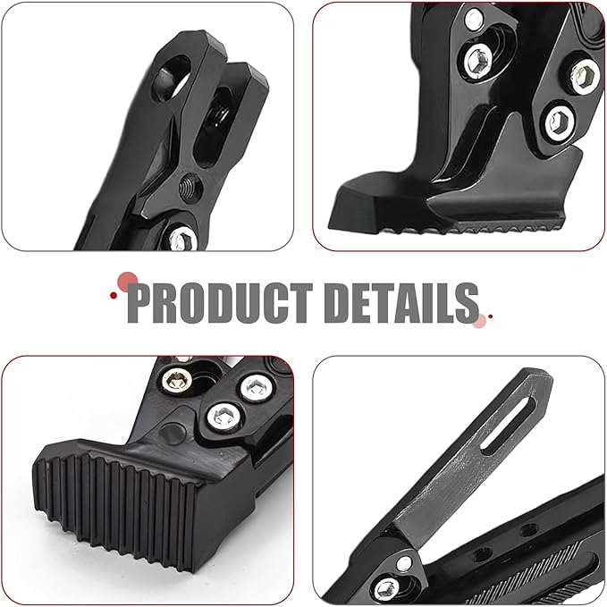Motorcycle Kickstand, Height Adjustable Foot Side Support Parking Kickstand, Aluminum Alloy Tripod Holder Foot Side Support Stand Modified, Universal for Scooter Motorbike Motocross (Black)