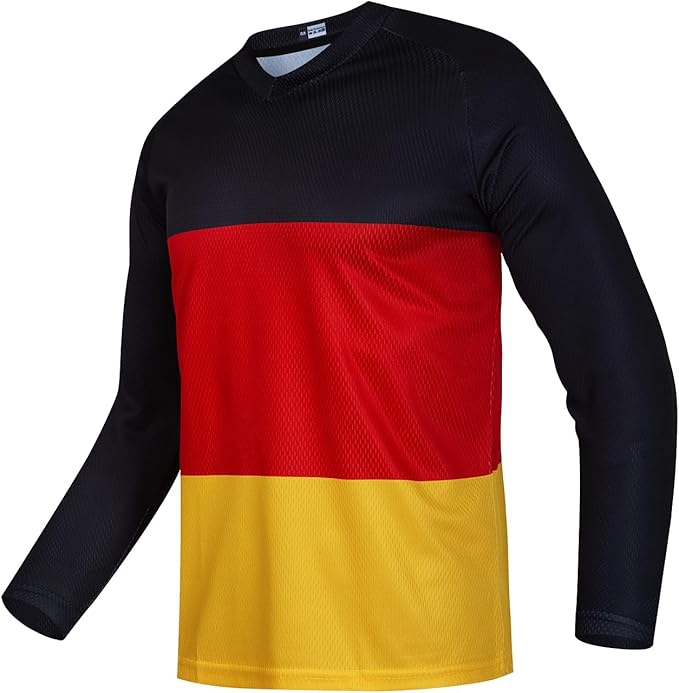 JPOJPO Men's Mountain Bike Jersey Long Sleeve MTB Off-Road Racing Downhill Motocross Shirts Quick Dry&Moisture-Wicking Tops