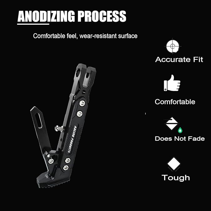Motorcycle Universal Kickstand Adjustable Modified CNC Aluminum Alloy Adjustable Tripod Holder Kickstand Foot Side Support Stand Motor Scooter Motorbike Motocross Electric Dit Pit Bike （Red) (Black)