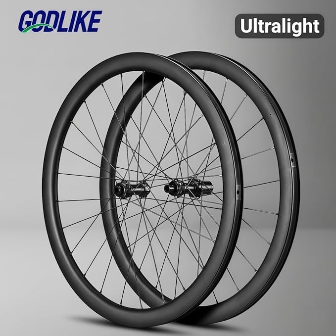 GODLIKE Ultralight Carbon Fiber Road Bike Wheelset 700C 42mm Deep Section Thru Axle Disc Brake Center Lock 120 Points Hub Carbon Clincher Rims