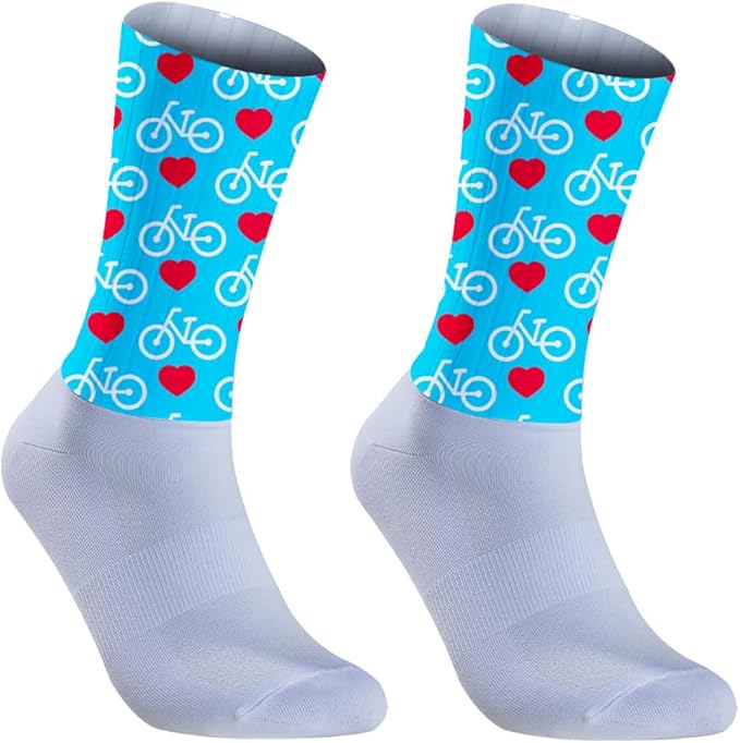 Cycling Socks Athletic Crew Socks Breathable Cushioned Compression Running Hiking Socks For Mens Womens