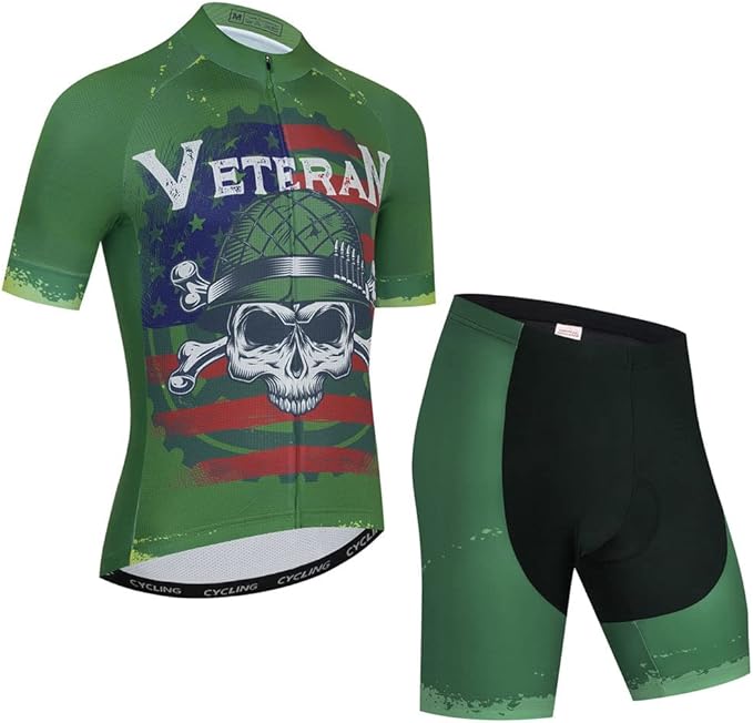 Men Cycling Jersey Set Cycle Short Sleeve Shirt and 3D Cushion Shorts Padded Suit Biking Top