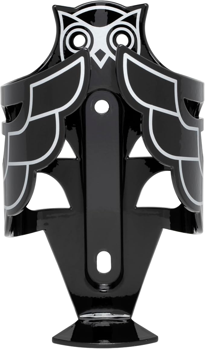 Portland Design Works Water Bottle Cage - Lightweight Water Bottle Holder for Bikes, Owl Cage, Black/Silver