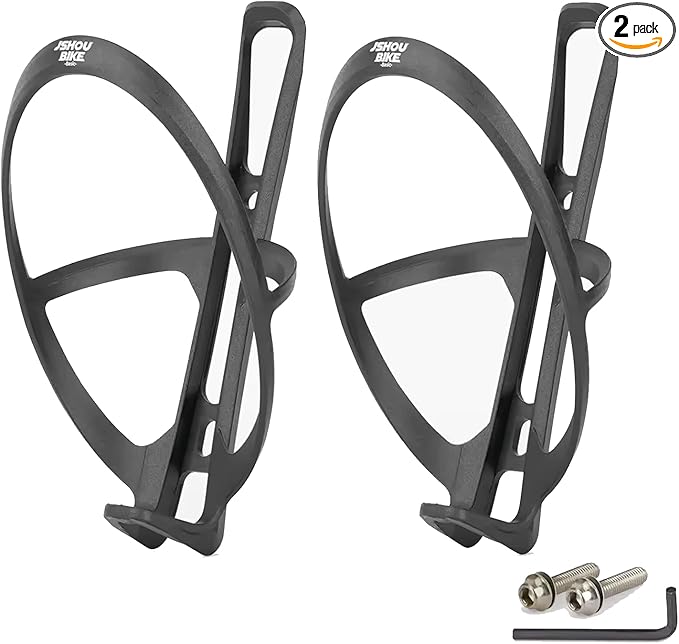 (2-Pack) Carbon Fiber+Nylon Bike Water Bottle Cage, Ultra-Light & Durable Cycling Cup Holder for Road & Mountain Bicycle