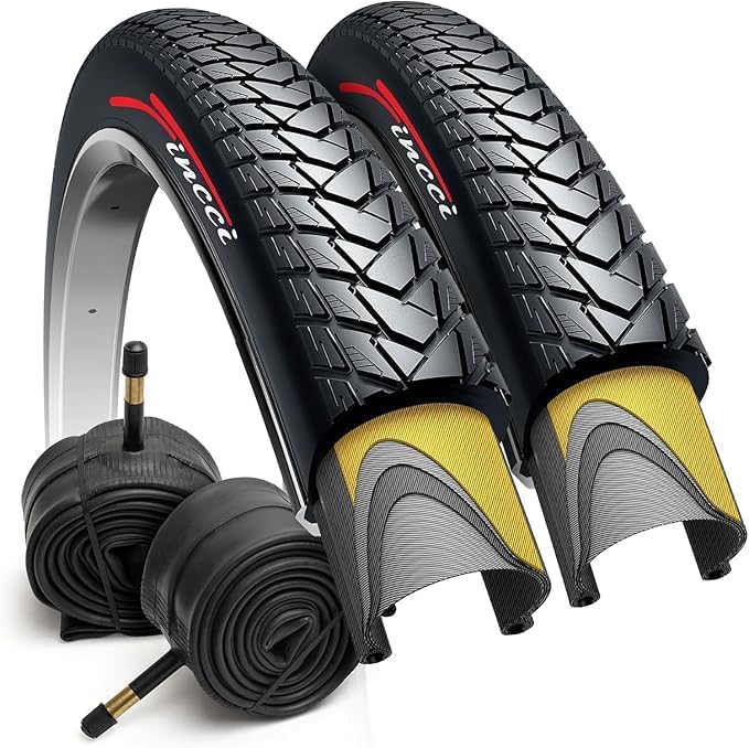 Fincci Gravel 700x35c Bike Tire with 2X Inner Tubes - Pair Foldable 700c Bike Tires, 37-622 with Nylon Puncture Protection 1mm - for Electric, Road, Folding, Hybrid Bikes, 60 TPI