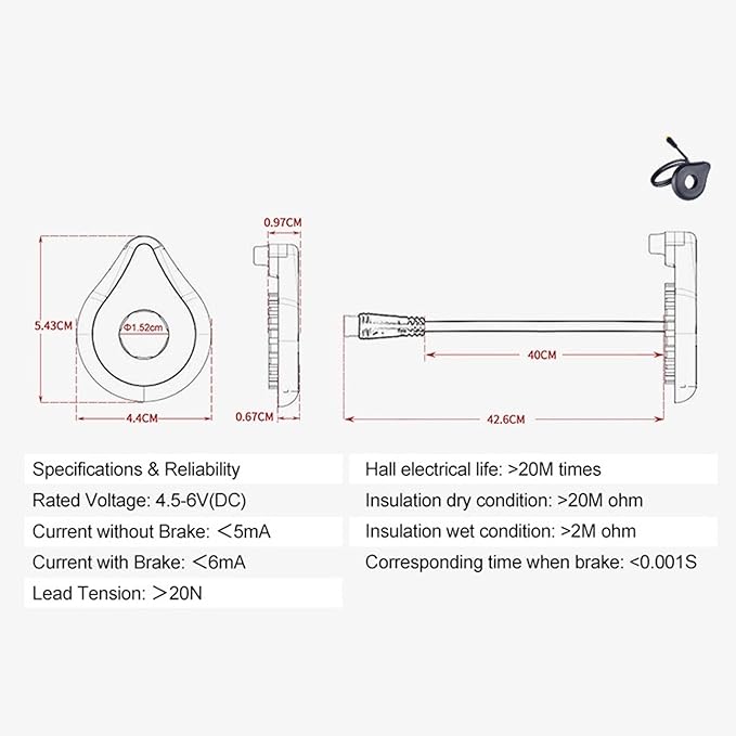 Electric Bikes Sensor, Electric Bicycle Assistant Pedal Sensor, Gear Sensor for Electric Bike