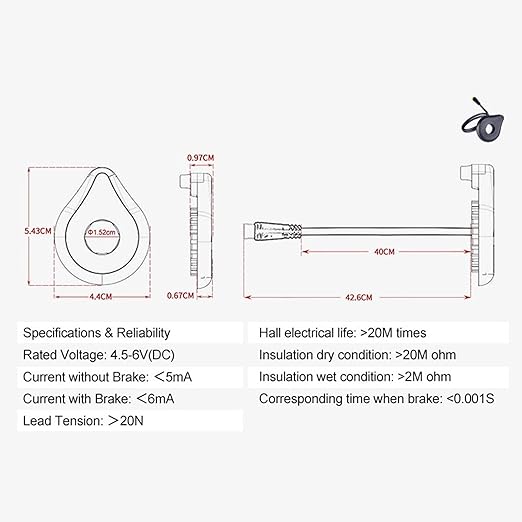 Universal Electric Bicycle Pedal Assist Sensor, Dual Hall Effect Magnetic, Left Side, Compatible with Most Electric Bikes