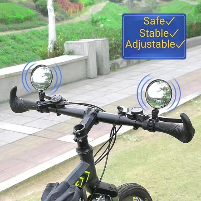 Katartizo 2PCS Adjustable Rear View Mirror for Bikes, Universal for Handlebars, Wide Angle Acrylic Convex Safety for Adult Bikes/Kids/Road/Mountain Bike